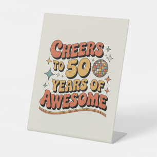 Cheers to 50 Years - Retro Meilenstein Party Poste Sockelschild