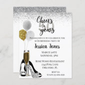 Cheers to 50 Years Silver Gold Glitzer Champagne I (Vorne/Hinten)