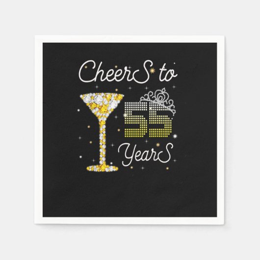 Cheers To 55 Years Old Happy 55th Birthday Queen D Serviette (Vorderseite)