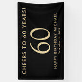 Cheers To 60 Years Black Gold 60th Birthday Party Banner (Vertikal)