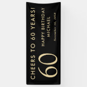 Cheers To 60 Years Black Gold 60th Birthday Party Banner (Vertikal)