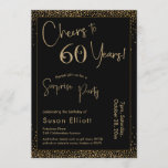 Cheers to 60 Years Überraschung Party, Black & Gol Einladung<br><div class="desc">Mit zwei markanten Schriftart habe ich Grafiken für Ihre Ankündigung erstellt und sie mit einem Imitat-Metallic-Goldeffekt für ein festliches Ambiente verziert. Obwohl jedes Teil auf den Anzug Ihrer Bedürfnisse verschoben werden kann, lautet der Header "Cheers to 60 Years!" und "Überraschendes Party". ("Überraschung" kann entfernt werden, wenn Ihr Party nicht vorhanden...</div>