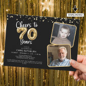 Cheers to 70 Years 2 Fotos Script Ballon Einladung