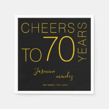 Cheers to 70 years Black Gold Elegant Birthday