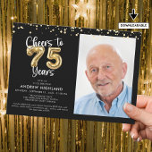 Cheers to 75 Jahre Foto Script Balloon Confetti Einladung