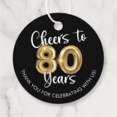 Cheers to 80 Jahre Script Balloon Danke Geschenkanhänger (Rückseite)