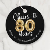 Cheers to 80 Jahre Script Balloon Danke Geschenkanhänger (Vorderseite)