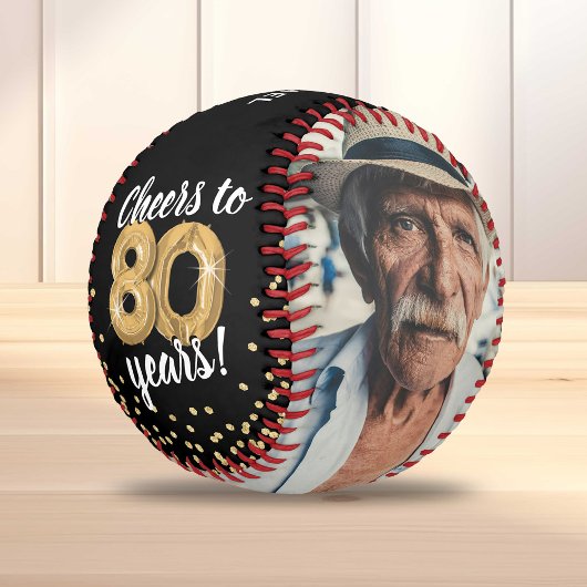 Cheers to 80 Years - 80th birthday Photo Baseball