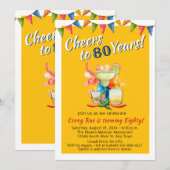 Cheers to 80 Years Modern 80th Birthday  Fiesta Einladung (Vorne/Hinten)