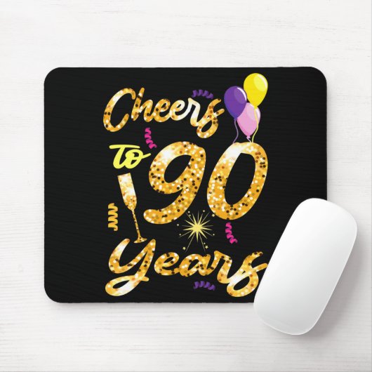 Cheers To 90 Years 1931 90th Birthday Celebration Mousepad (Mit Mouse)