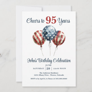Cheers to 95 Years Birthday Party Invitation Einladung