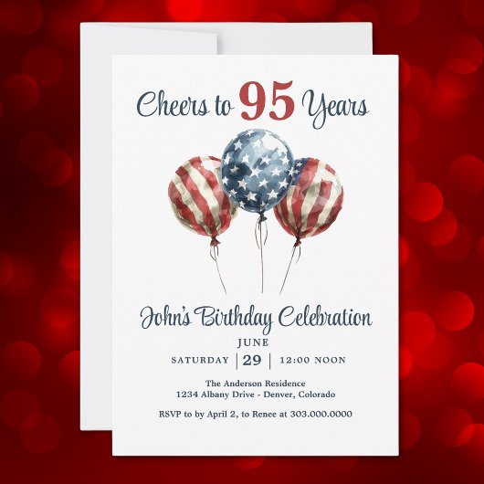 Cheers to 95 Years Birthday Party Invitation Einladung