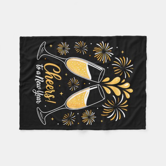 Cheers To A New Year Eve Party Countdown Happy New Fleecedecke (Vorderseite (Horizontal))