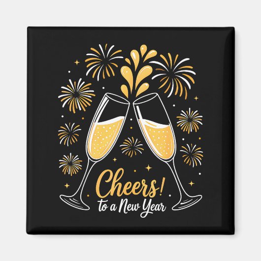 Cheers To A New Year Eve Party Countdown Happy New Magnet (Vorne)