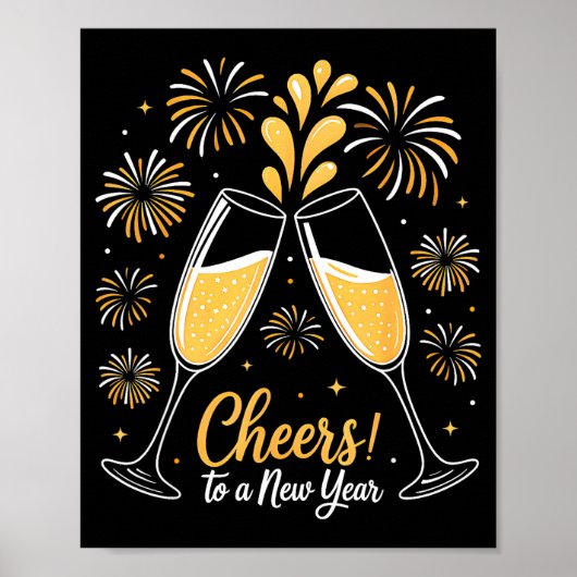 Cheers To A New Year Eve Party Countdown Happy New Poster (Vorne)