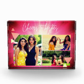 Cheers to Besties Custom| Pink Air Sky Power Photo Fotoblock (Vorderseite)