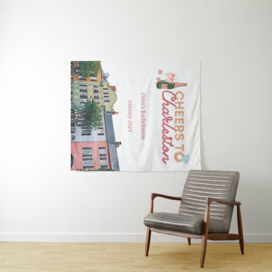 "Cheers to Charleston" Bach Party Hintergrund Wandteppich (Beispiel (Horizontal))