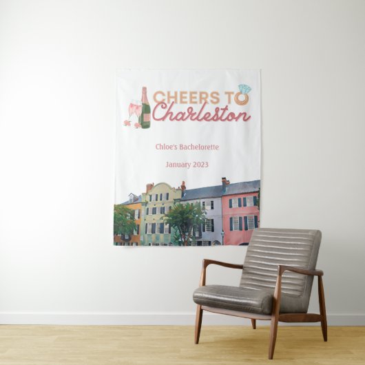 "Cheers to Charleston" Bach Party Hintergrund Wandteppich (Beispiel)
