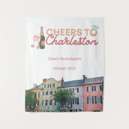 "Cheers to Charleston" Bach Party Hintergrund Wandteppich (Vorderseite)