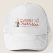 "Cheers to Charleston" Bach Party Trucker Hat Truckerkappe (Vorderseite)