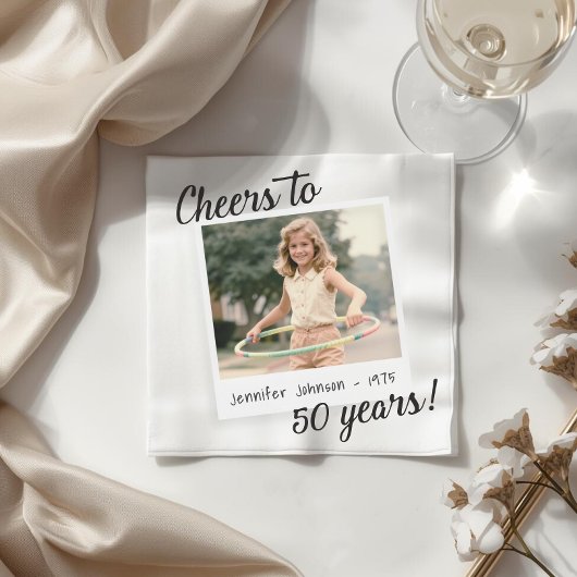 Cheers to Fifty Years 50 Retro Photo Birthday  Serviette