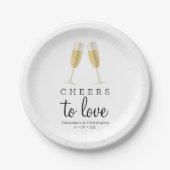 CHEERS to Liebe Elegante Gold Champagner Hochzeit Pappteller (Vorderseite)