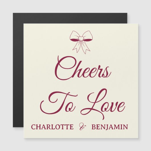 Cheers To Love Burgundy Ivory Wedding Magnet Card (Vorne/Hinten)