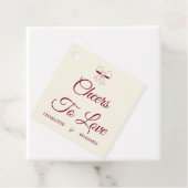 Cheers To Love Burgundy Script Ivory Bow Wedding Geschenkanhänger (Beispiel)