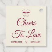 Cheers To Love Burgundy Script Ivory Bow Wedding Geschenkanhänger (Rückseite)