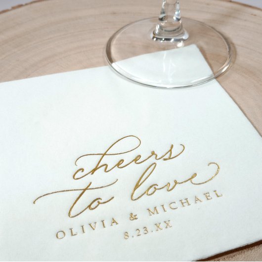 Cheers to Love Elegant Wedding Gold Servietten Mit Folie