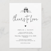 Cheers to Love Minimalist Script Retro Wedding Einladung (Vorderseite)