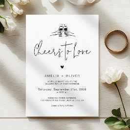 Cheers to Love Minimalist Script Retro Wedding Einladung