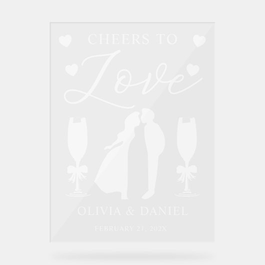 Cheers to Love Personalized Wedding Acrylschild (Vorderseite)