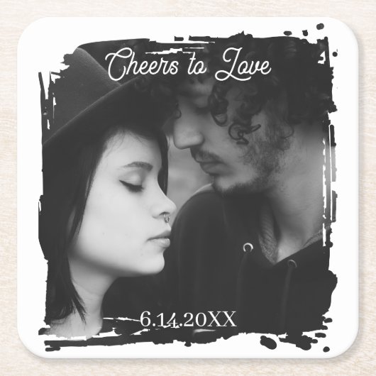 Cheers to Love | Photo Template Wedding Rechteckiger Pappuntersetzer (Vorderseite)