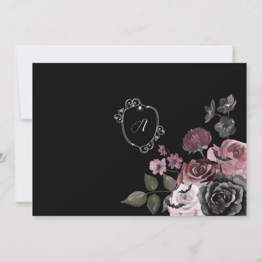 Cheers to Love Skeleton Hand Floral Gothic Bridal Einladung (Rückseite)