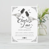 Cheers to Love Skeleton Hand Gothic Bridal Shower Einladung (Stehend Vorderseite)