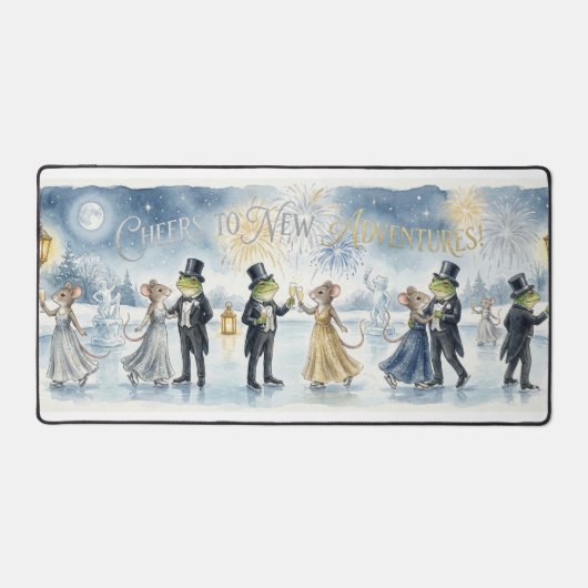 “Cheers to New Adventures – New Year Party Greetin Schreibtischunterlage (Vorderseite)