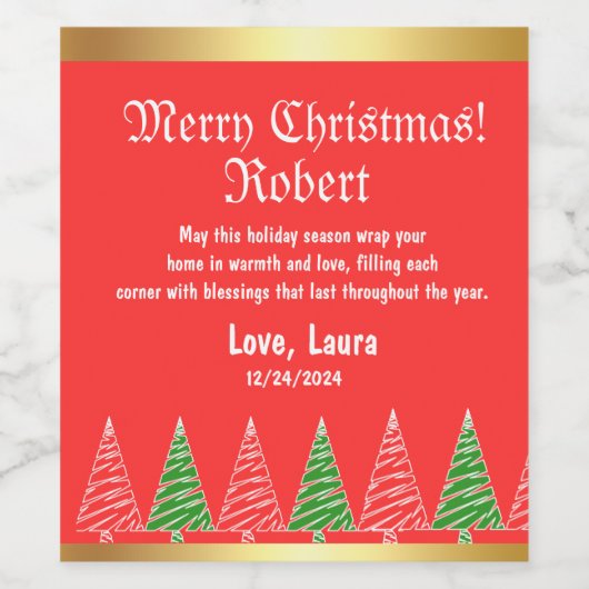 Cheers to Robert: Custom Holiday Wine Labels! Weinetikett (Einzelnes Label)