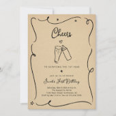 Cheers to Surviving the First Year Funny Birthday Einladung (Vorderseite)