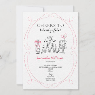 Cheers to the Birthday Girl Boozy Champagne Tower Einladung