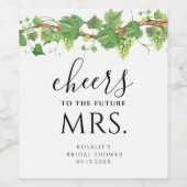 Cheers To The Future Mrs. Wine Bridal Shower Weinetikett (Einzelnes Label)