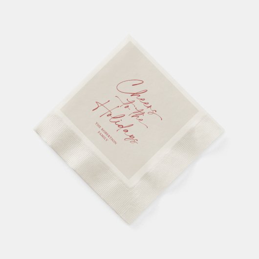 Cheers to the Holidays Ivory Personalized Serviette (Ecke)