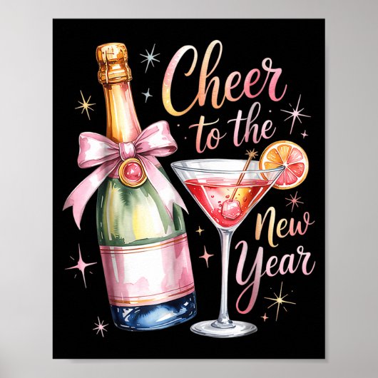 Cheers To The New Year 2026 Champagne New Years Ev Poster (Vorne)