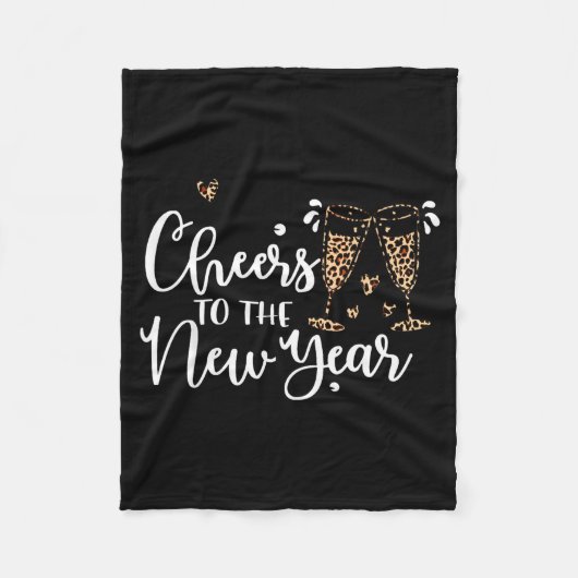 Cheers To The New Year 2026 Leopard Champagne Happ Fleecedecke (Vorderseite)