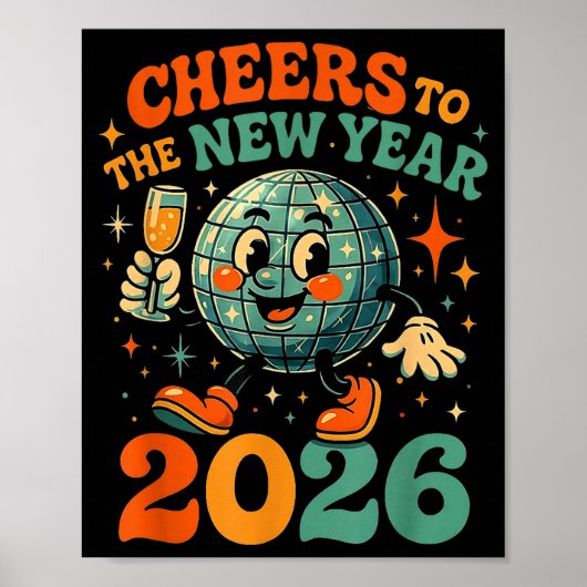 Cheers To The New Year 2026 Retro Disco Gift Poster (Vorne)