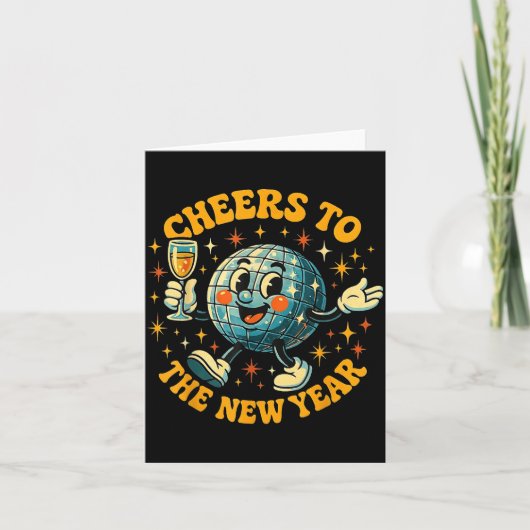Cheers To The New Year 2026 Retro Party Gift Karte (Vorderseite)