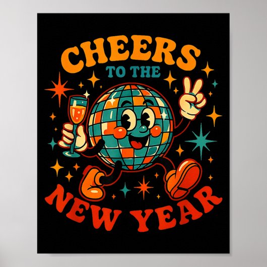Cheers To The New Year 2026 Retro Party Gift  Poster (Vorne)
