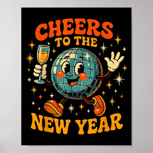 Cheers To The New Year 2026 Retro Party Gift  Poster (Vorne)