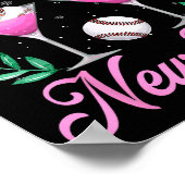 Cheers To The New Year Champagne Gl &amp; Baseball Poster (Ecke)