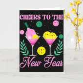 Cheers To The New Year Champagne Gl &amp; Pickleba Karte (Gelbe Blume)